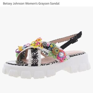 Betsey Johnson Floral Chunky Sandals with Adjustable Strap
